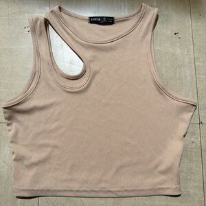 SHEIN Beige Ribbed Tank Top